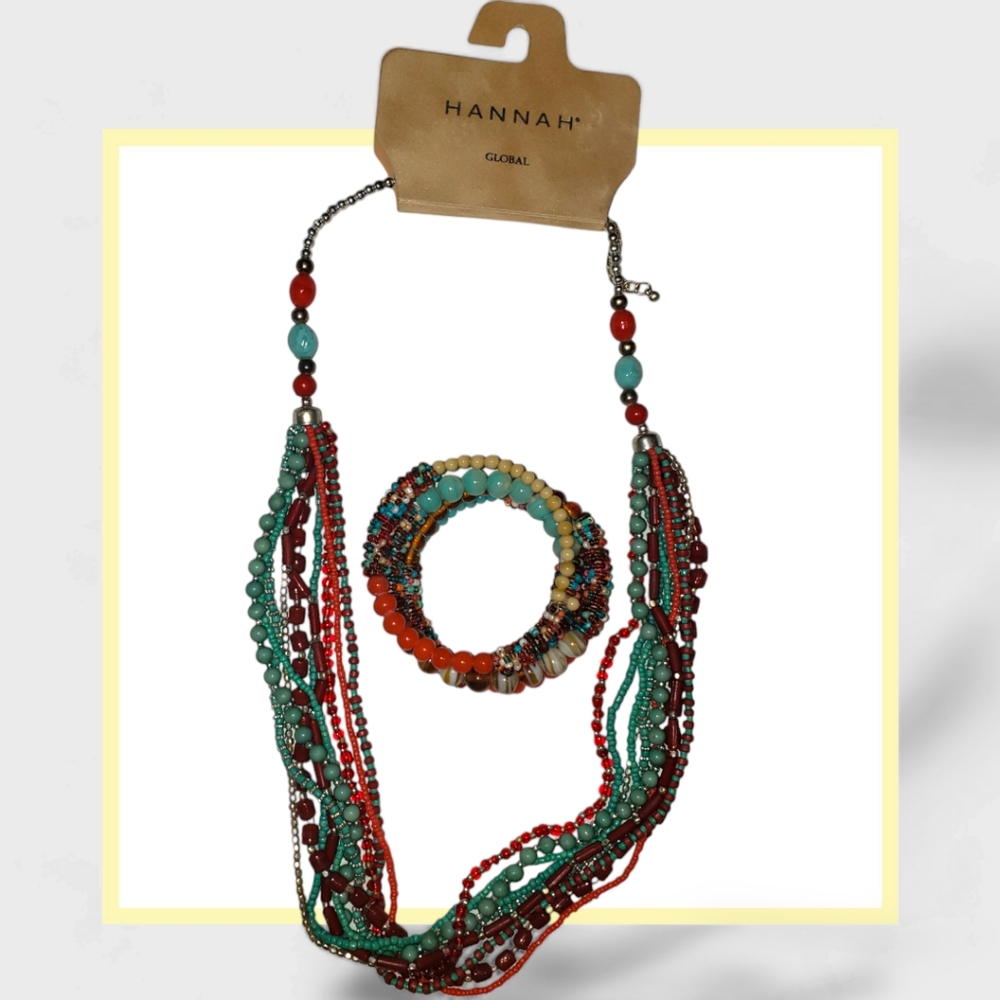 Hannah beaded multi strand 26"in necklace
